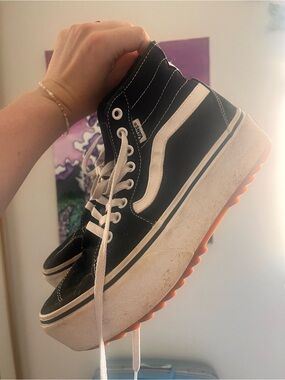 Vans Black and White High-Top Platform Sneakers